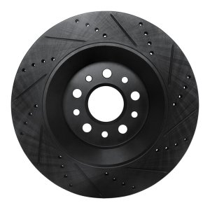 Maserati LeVante Brake Rotor (1) - Rear Left - R1 Concepts - Drilled & Slotted - Black - `17-`24